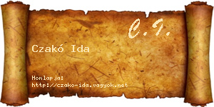 Czakó Ida névjegykártya